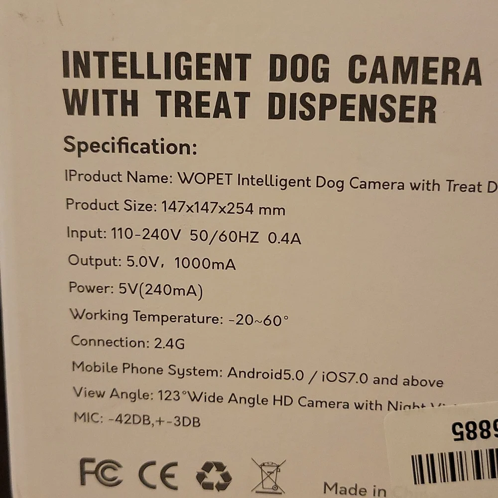 WOPET Intelligent Pet Camera Treat Dispenser Full HD WiFi Night Vision New…
